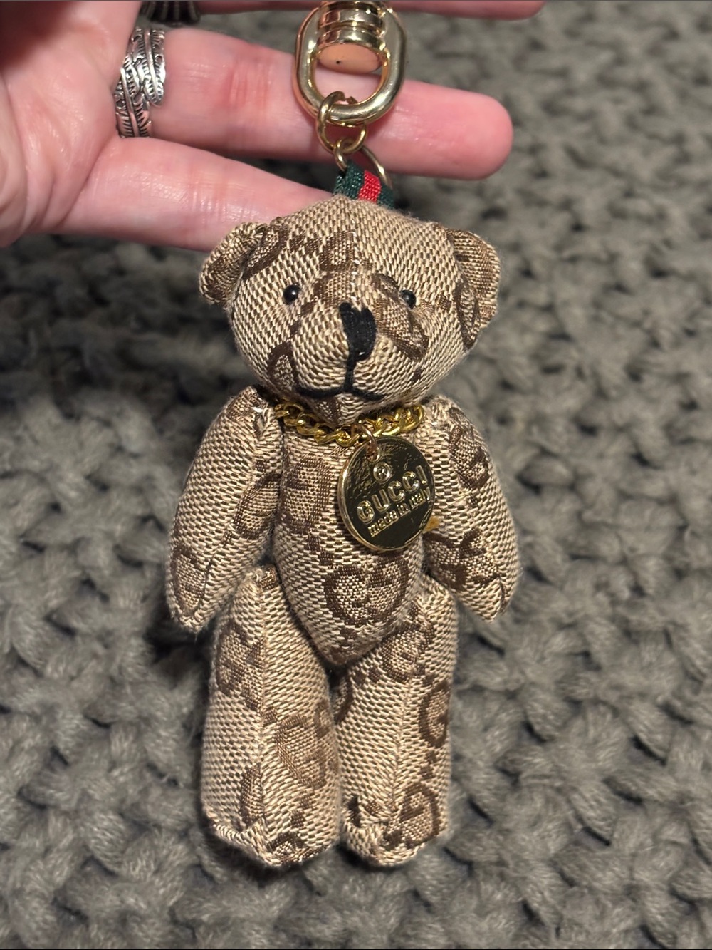 Gucci GG Canvas Teddy Keychain